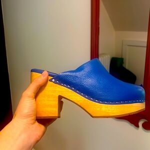 Charlotte Stone NIB MARLO wood clog cobalt blue size 9